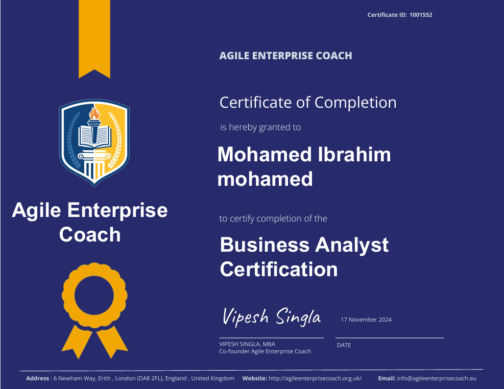 Business Analyst Certificate